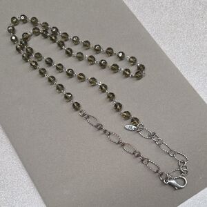 Jewel Kade Smoky Glass Beaded Necklace 34". Some Wear Showing On Chain Links